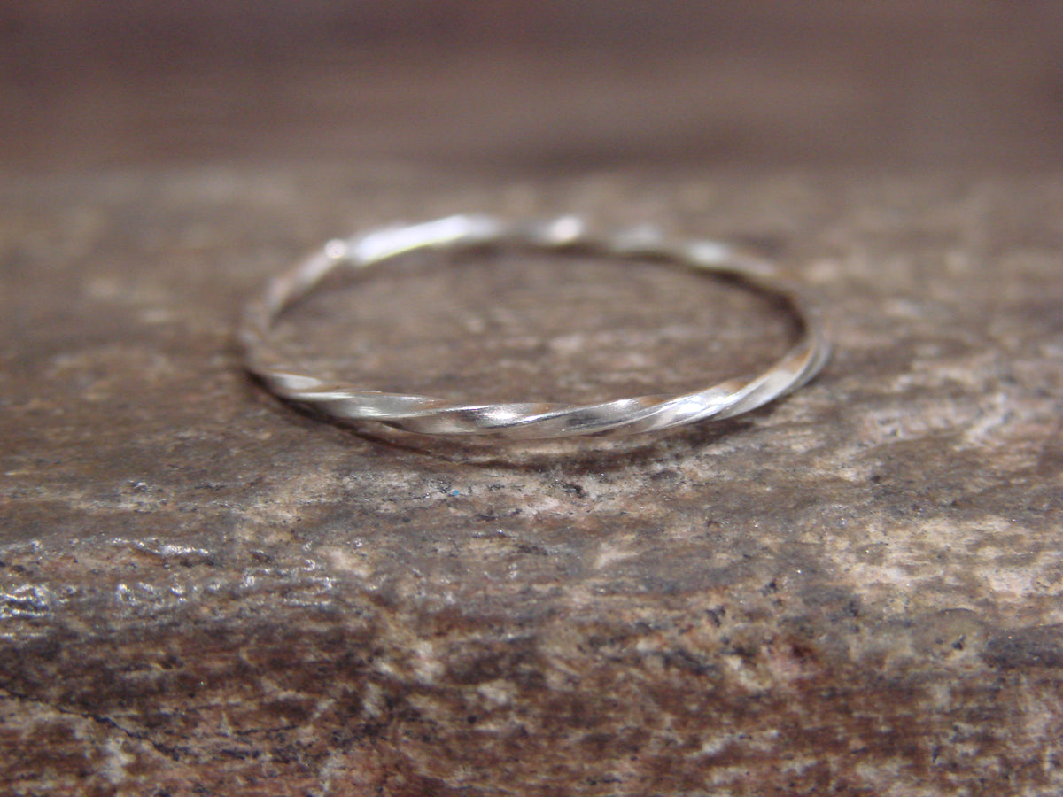 Native American Sterling Silver Ring Band by Tsosie - Size 7