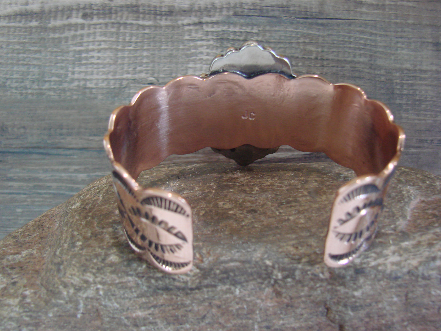 Navajo Indian Copper & Onyx Bracelet by Cleveland