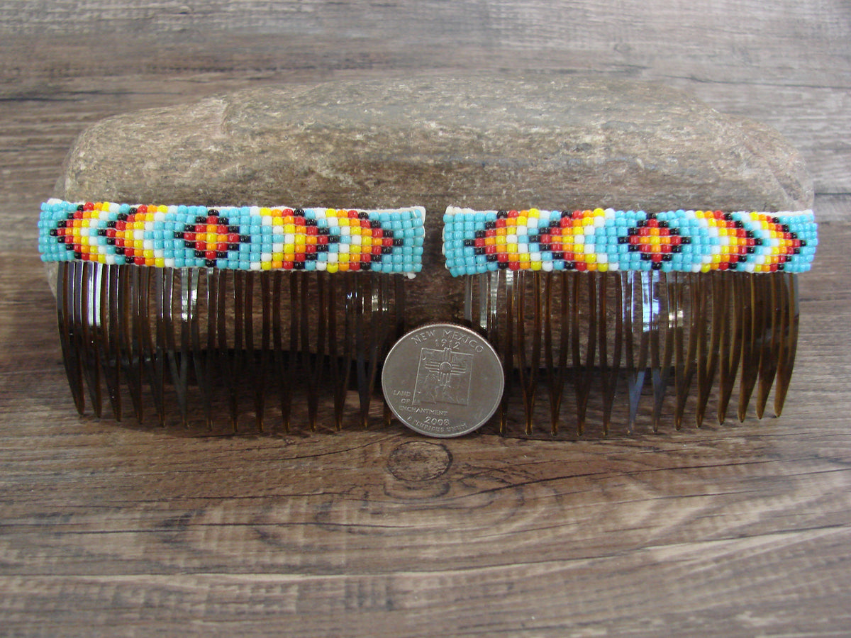 Native American Hand Beaded Hair Comb Set by Cleveland