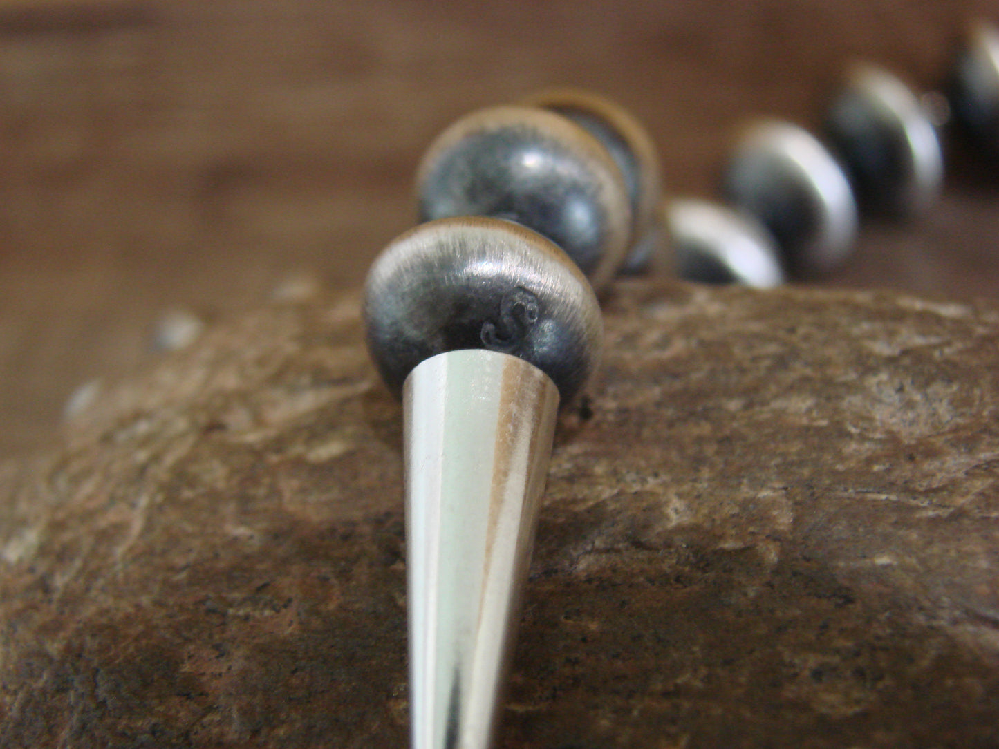 Native American Sterling Silver Graduated Navajo Pearl 27" Necklace Set by Cooley