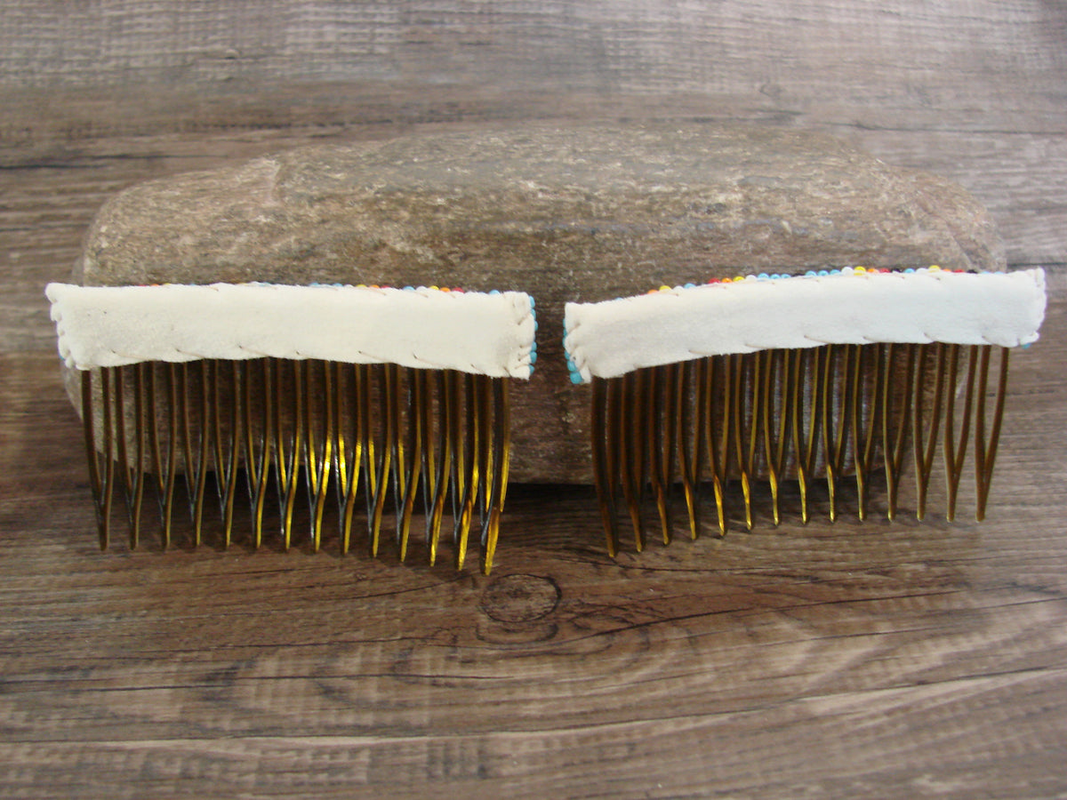 Native American Hand Beaded Hair Comb Set by Cleveland