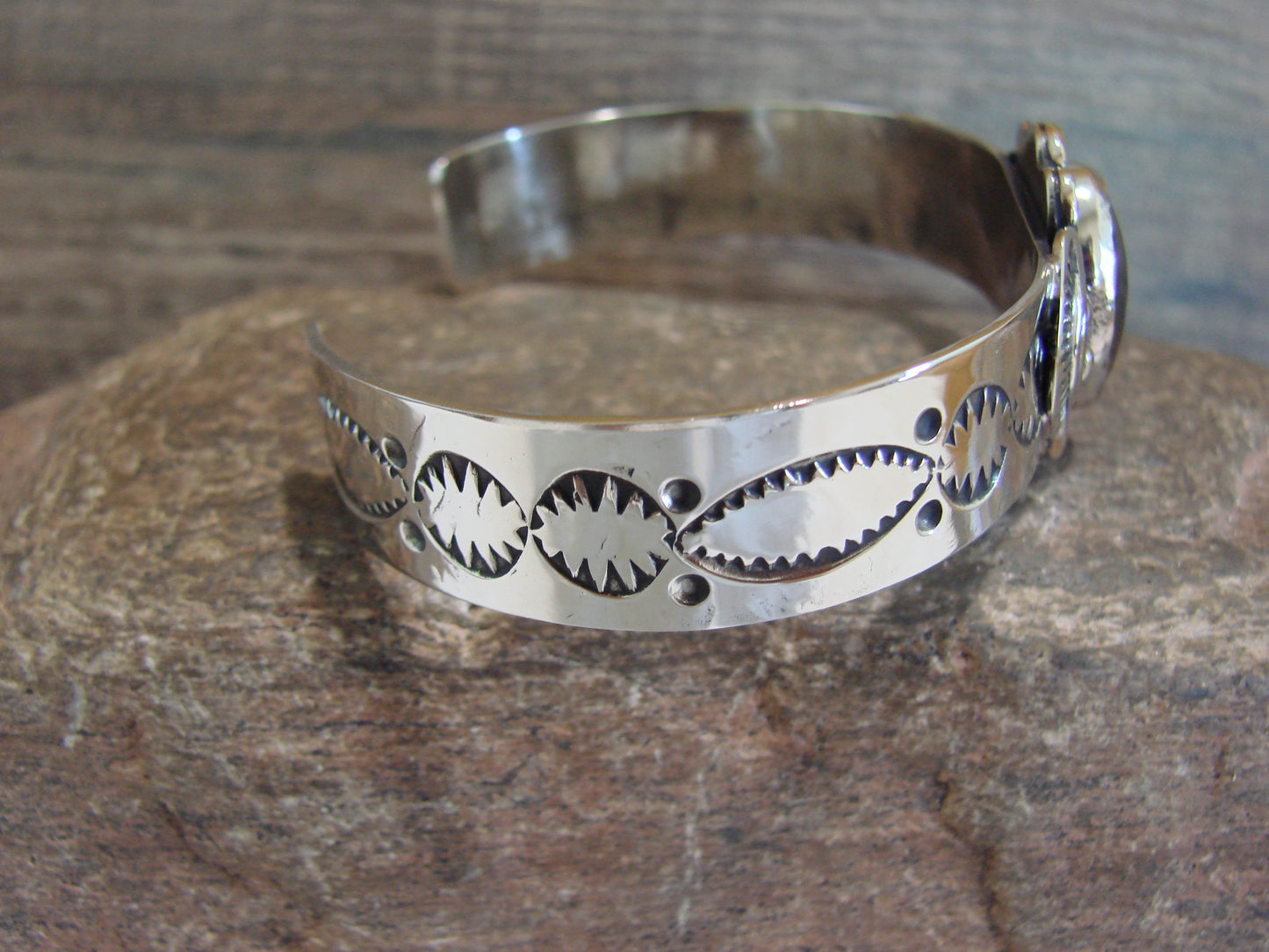 Navajo Indian Nickel Silver & Hematite Bracelet by Cleveland