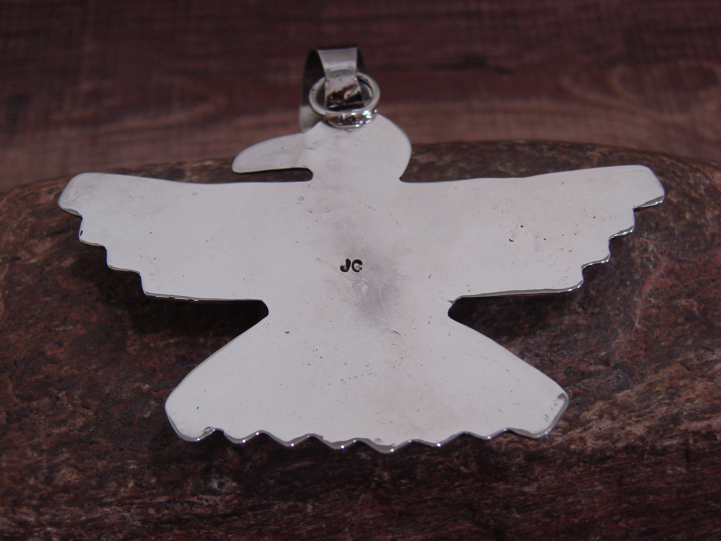 Native American Nickel Silver & Turquoise Eagle Pendant - Cleveland