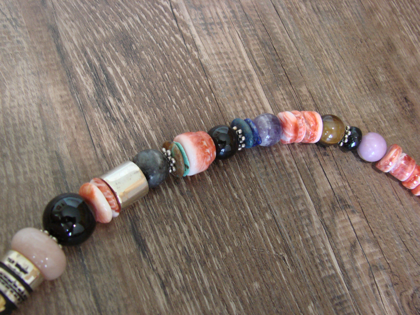 Native American Sterling Silver & Spiny Oyster 21" Gemstone Necklace by Singer