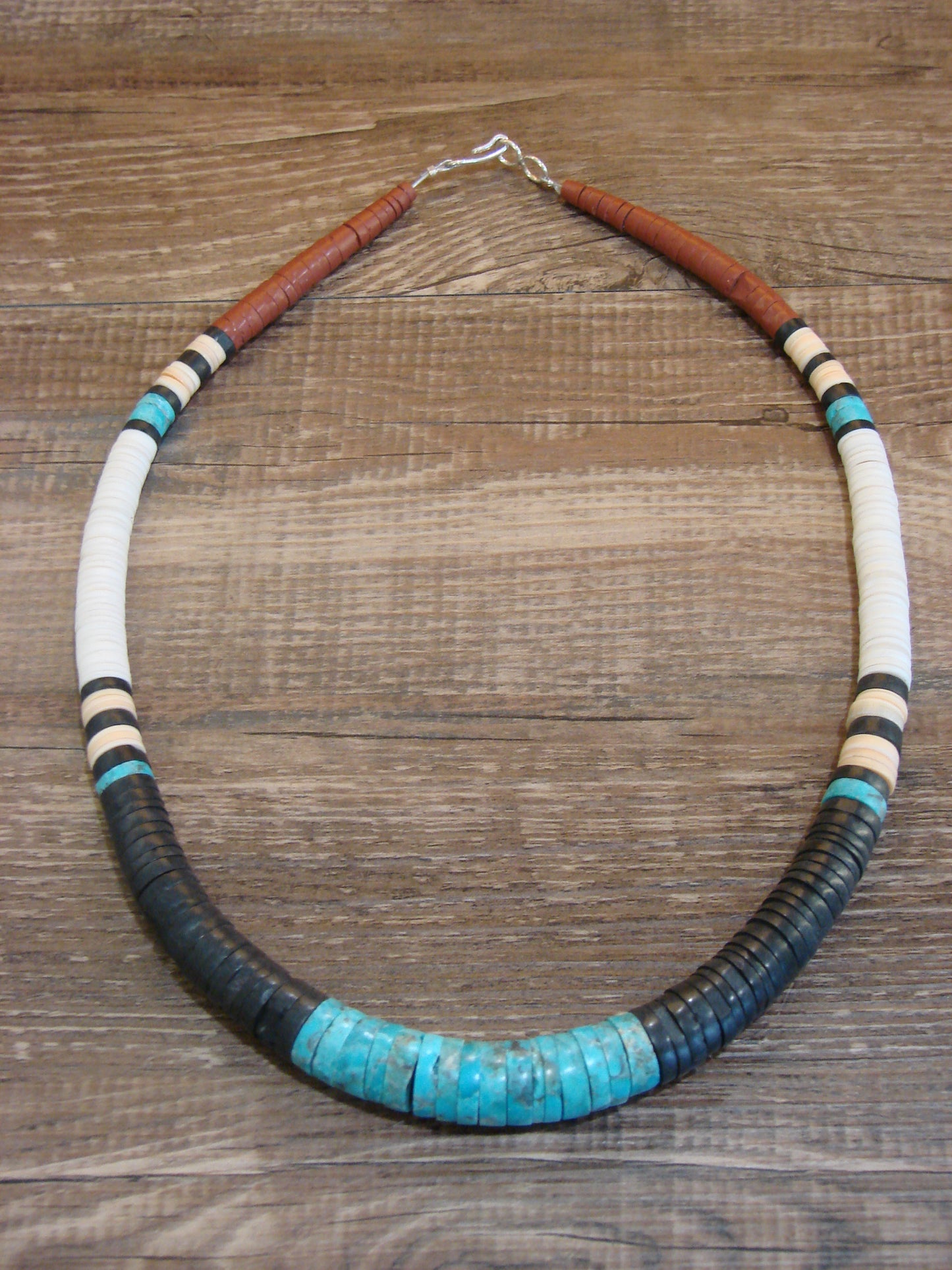 Native American 19" Santo Domingo Multi Stone Heishi Necklace - Crespin