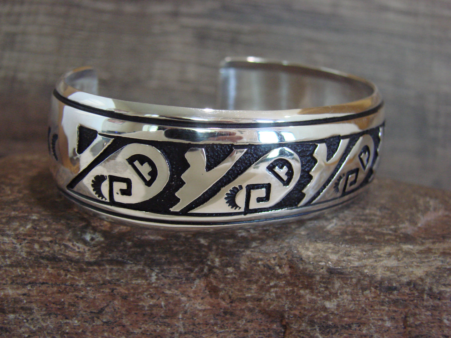 Native American Sterling Silver Petroglyph Bracelet by Singer