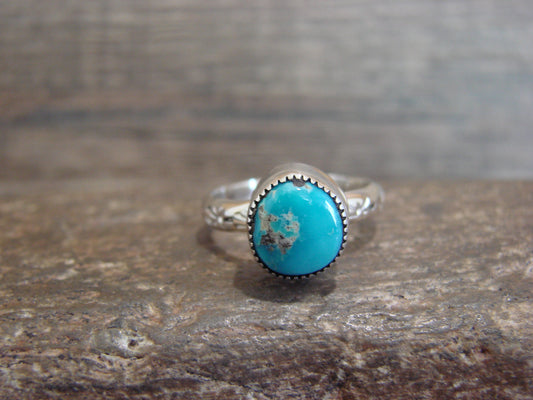 Native American Sterling Silver & Turquoise Ring by Pino - Size 6.5