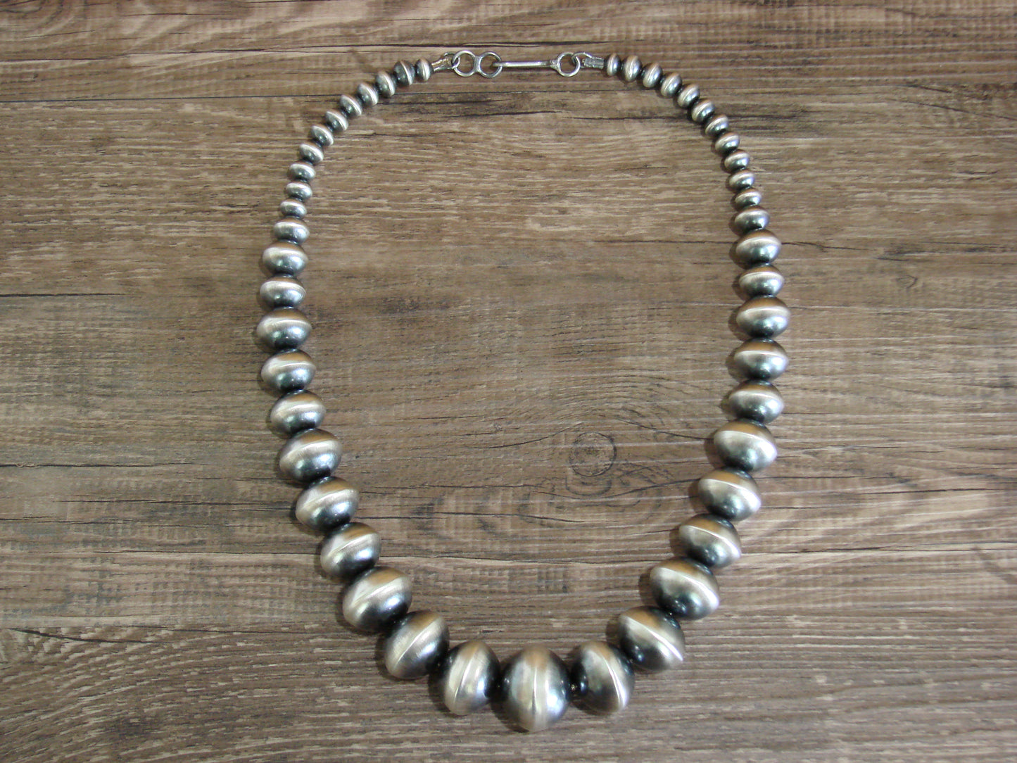 Native American Sterling Silver Graduated Navajo Pearl 20" Necklace by Haley
