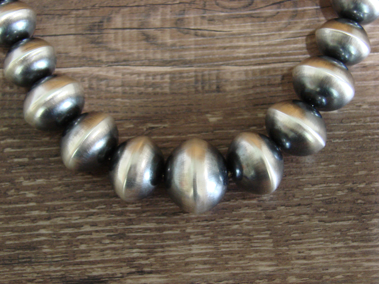 Native American Sterling Silver Graduated Navajo Pearl 20" Necklace by Haley
