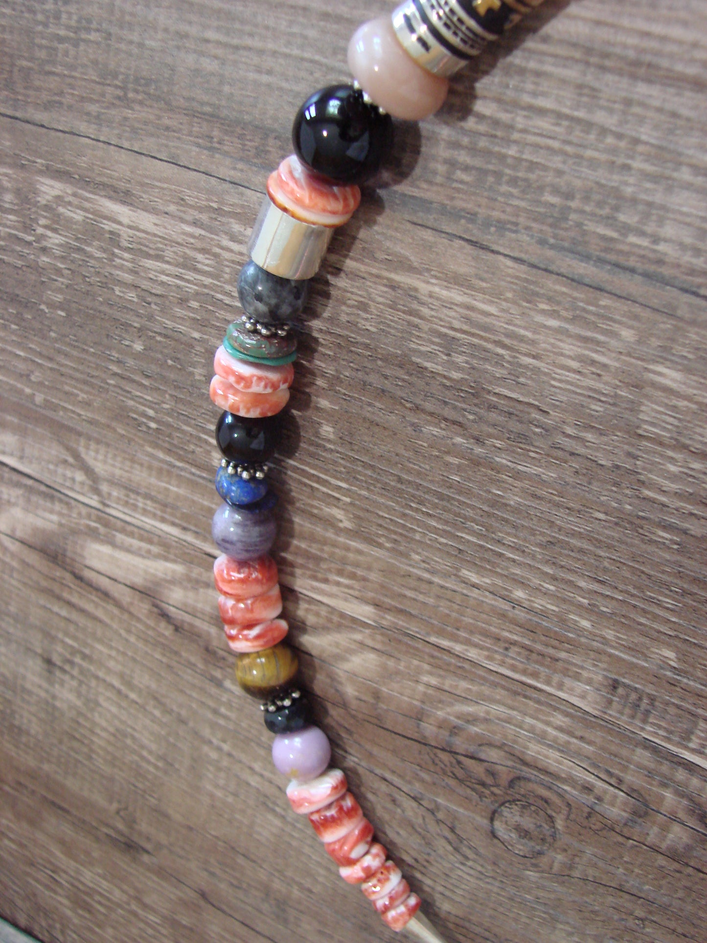 Native American Sterling Silver & Spiny Oyster 21" Gemstone Necklace by Singer