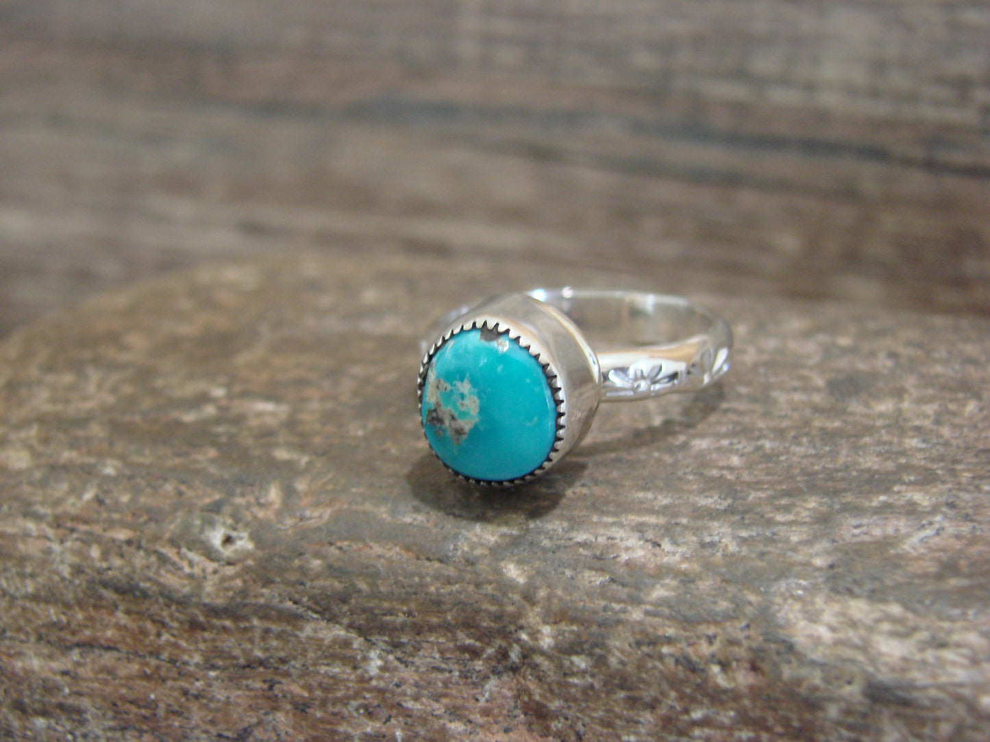 Native American Sterling Silver & Turquoise Ring by Pino - Size 6.5