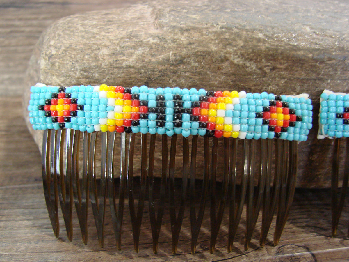 Native American Hand Beaded Hair Comb Set by Cleveland