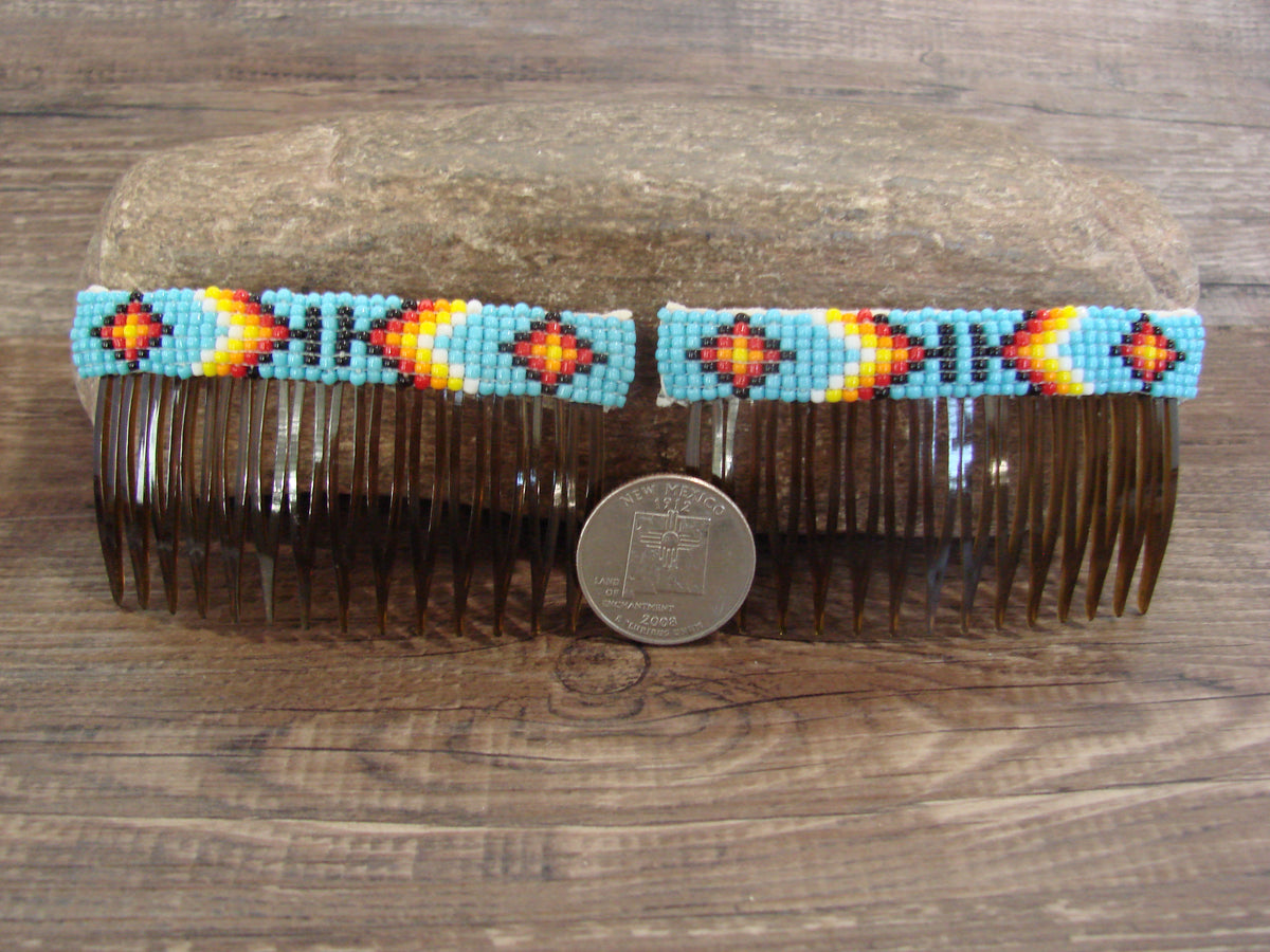 Native American Hand Beaded Hair Comb Set by Cleveland