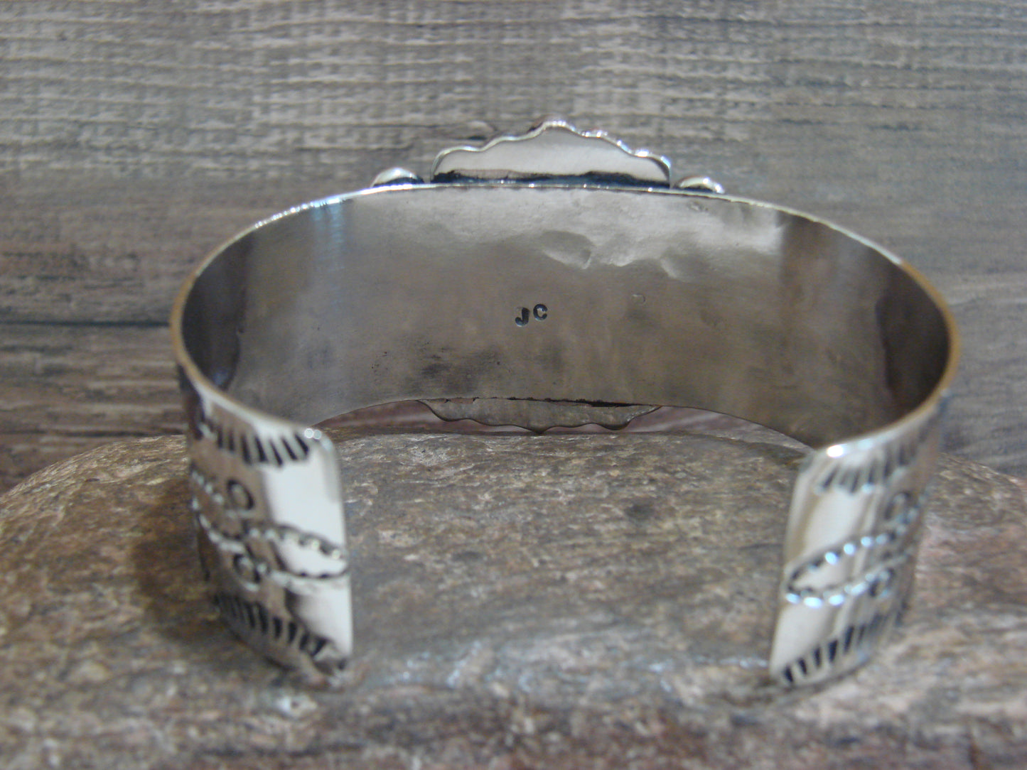 Native American Nickel Silver & Turquoise Bracelet by Cleveland