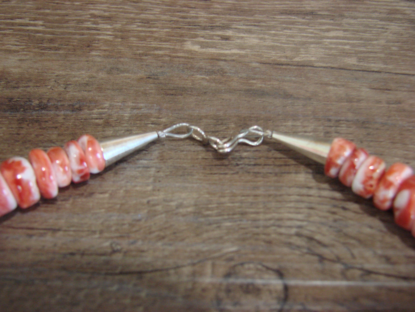 Native American Sterling Silver & Spiny Oyster 21" Gemstone Necklace by Singer