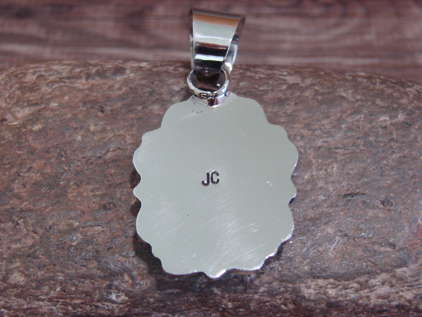 Native American Navajo Nickel Silver & Turquoise Pendant - Cleveland