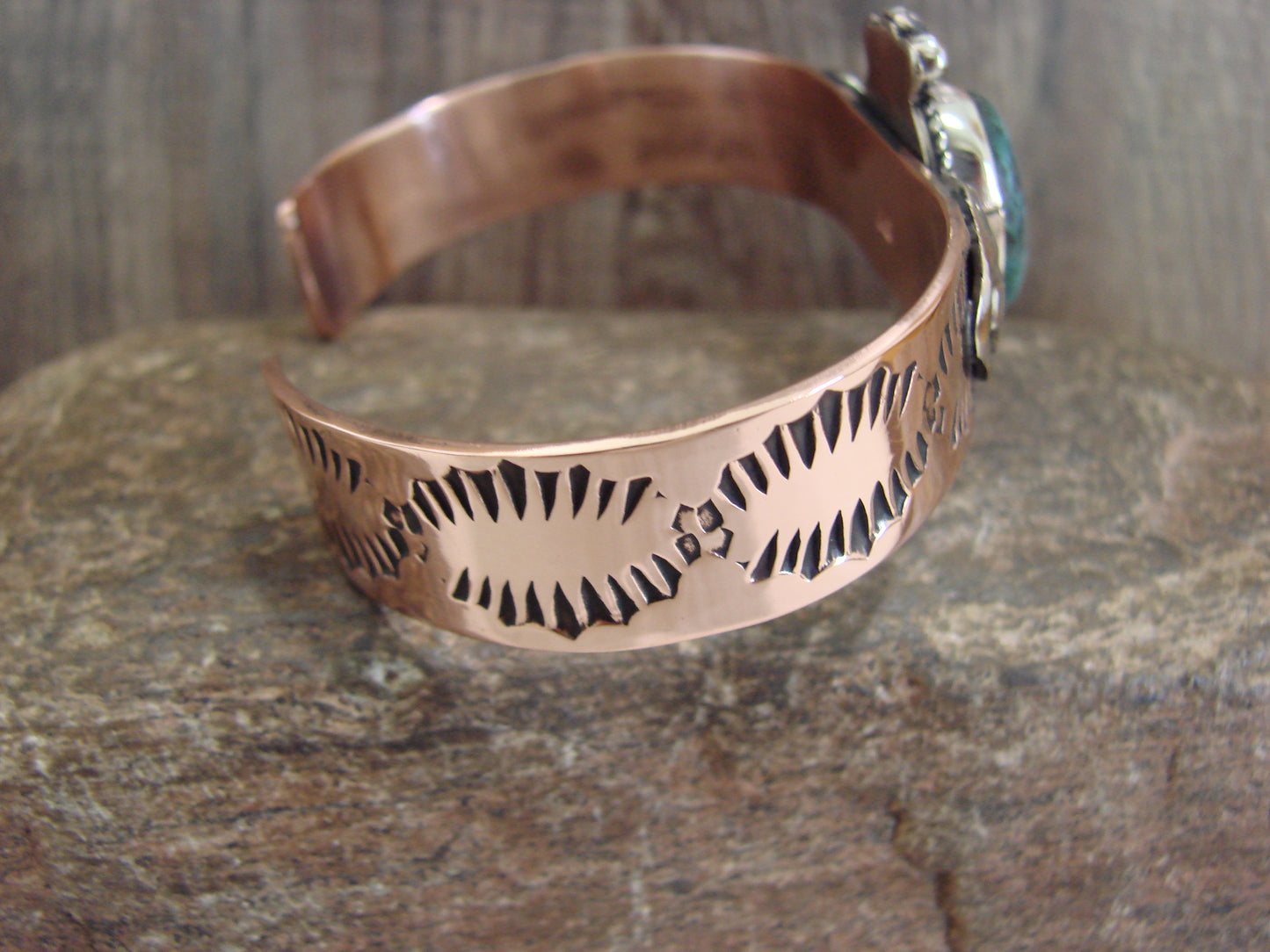 Native American Copper & Turquoise Bracelet by Cleveland