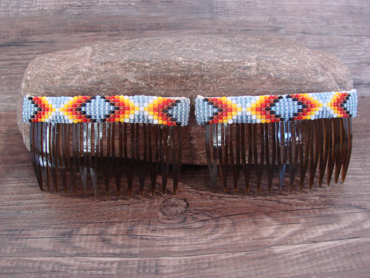 Native American Hand Beaded Hair Comb Set by Cleveland