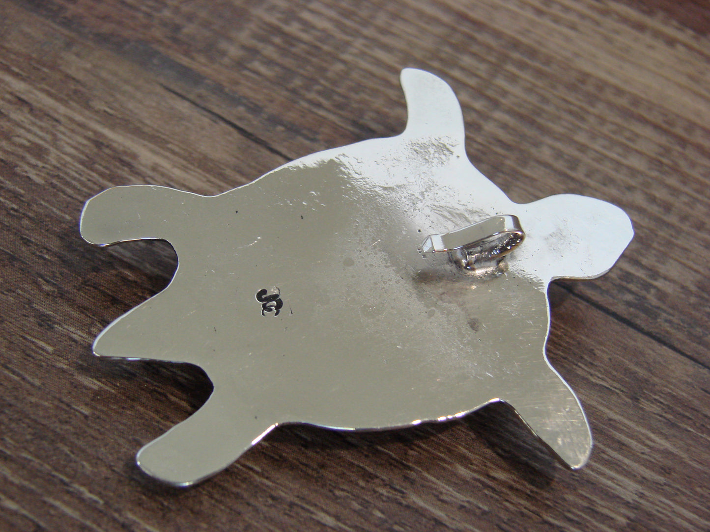 Native American Nickel Silver & Howlite Turtle Pendant - Cleveland