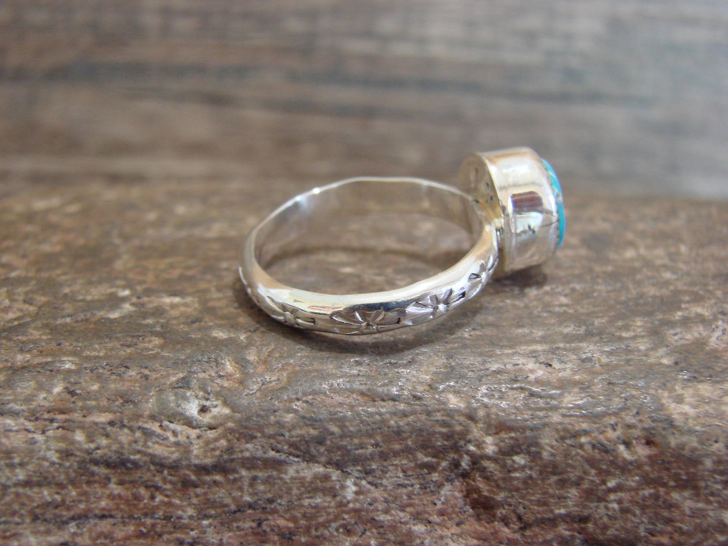 Native American Sterling Silver & Turquoise Ring by Pino - Size 6.5