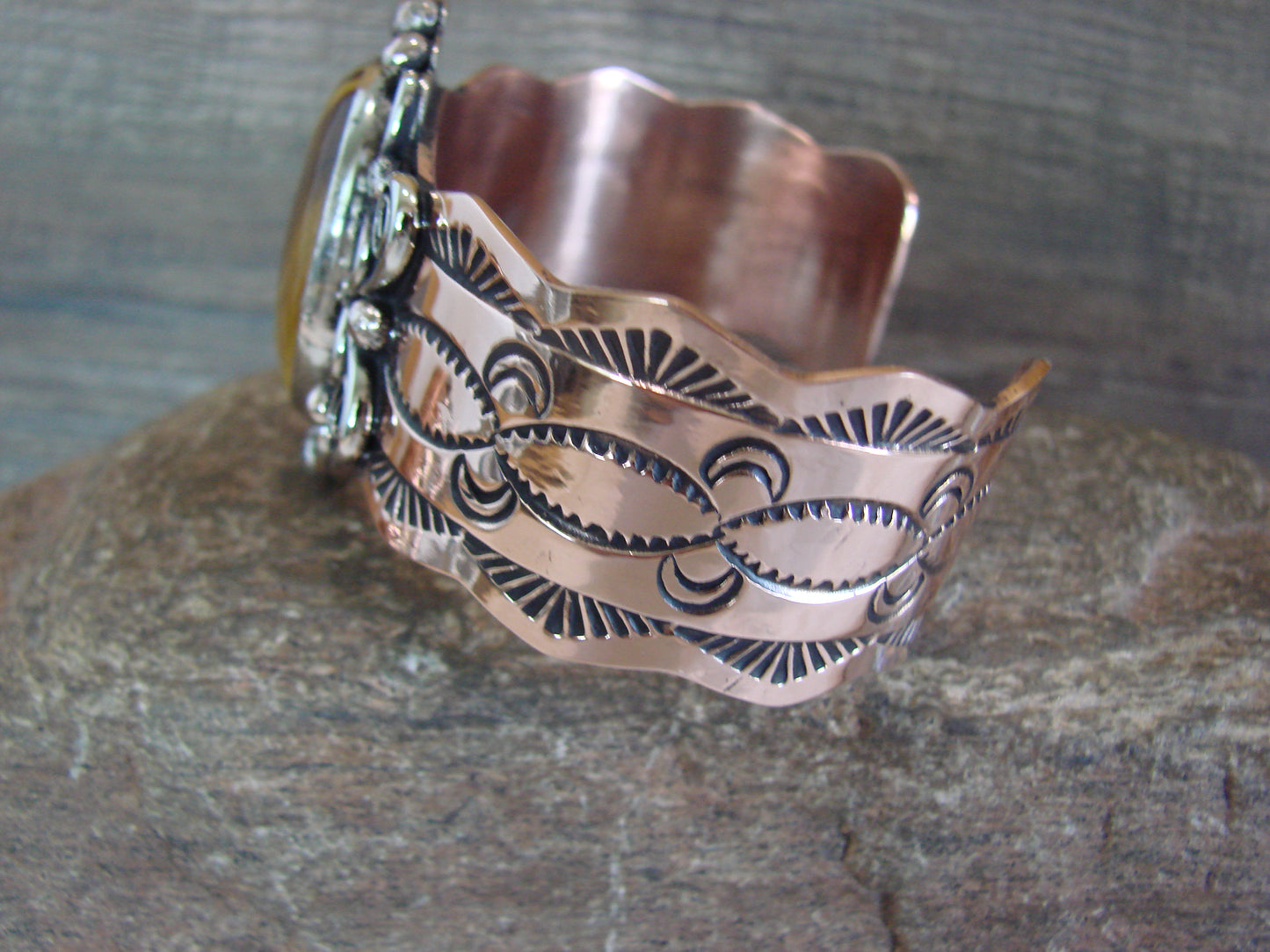 Navajo Indian Copper & Tiger Eye Bracelet by Cleveland