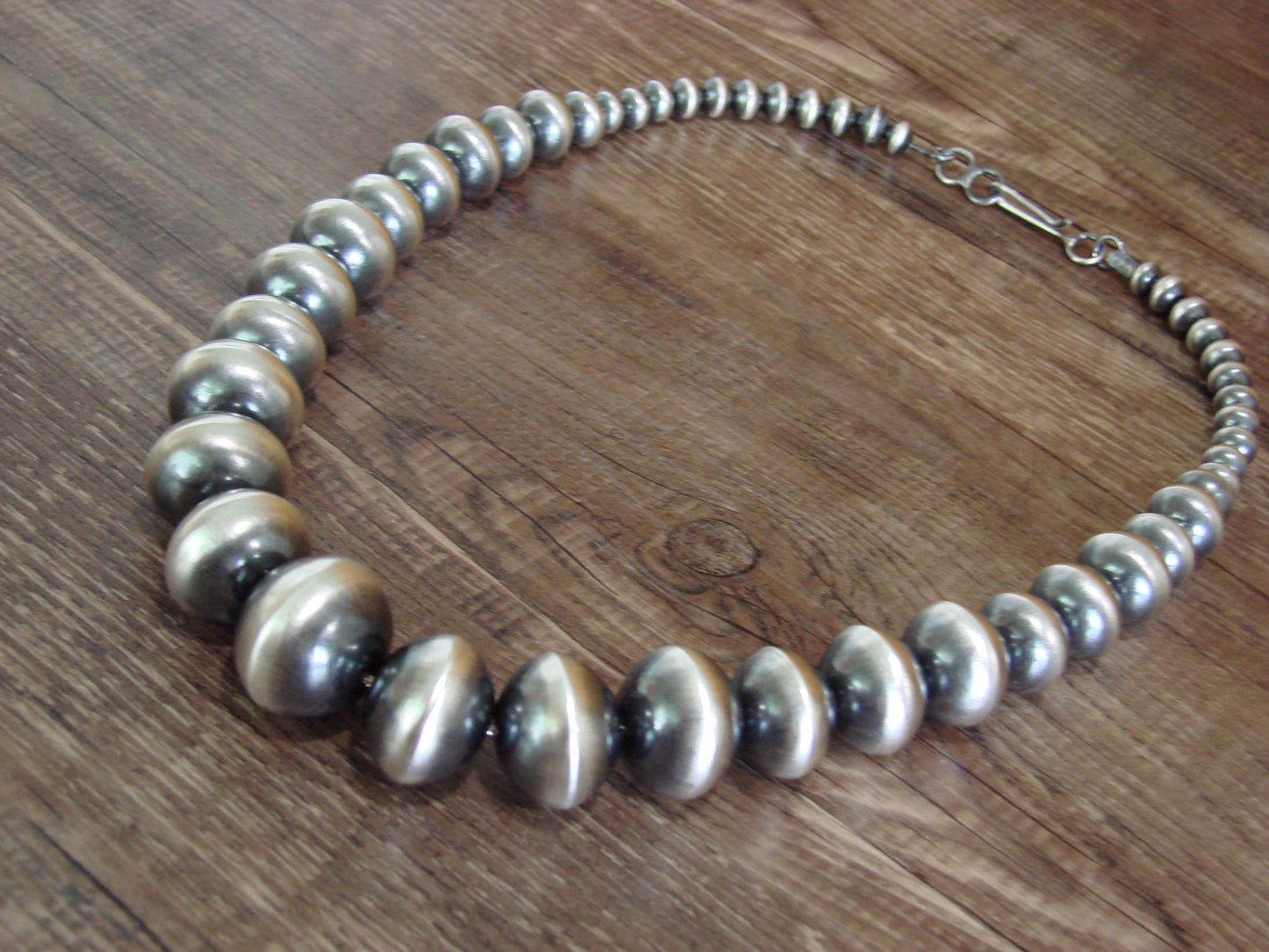 Native American Sterling Silver Graduated Navajo Pearl 20" Necklace by Haley