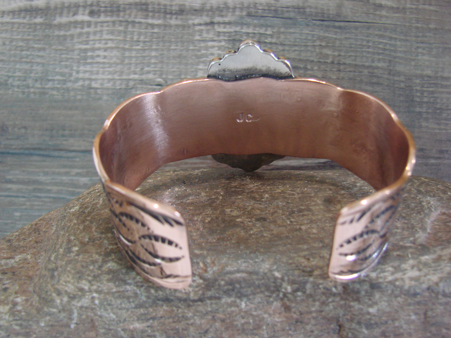 Navajo Indian Copper & Onyx Bracelet by Cleveland