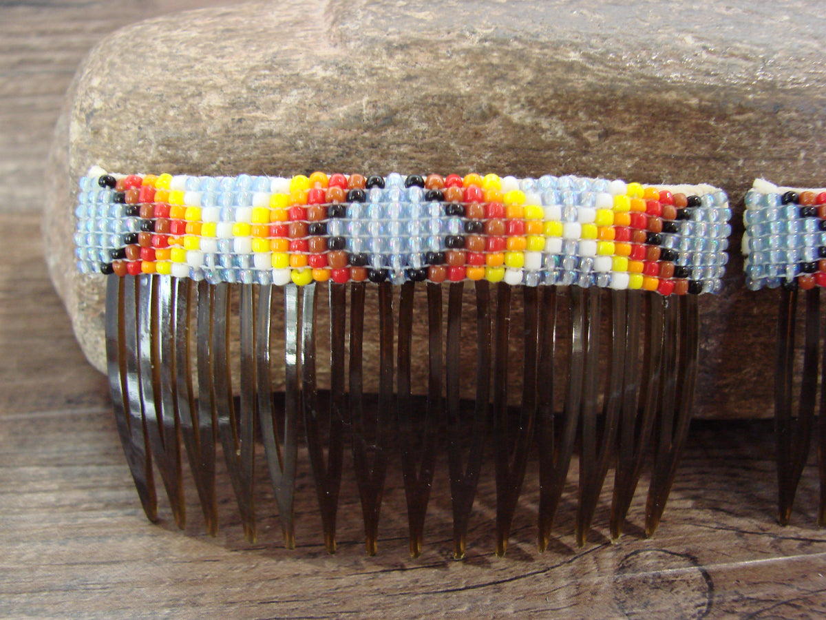 Native American Hand Beaded Hair Comb Set by Cleveland