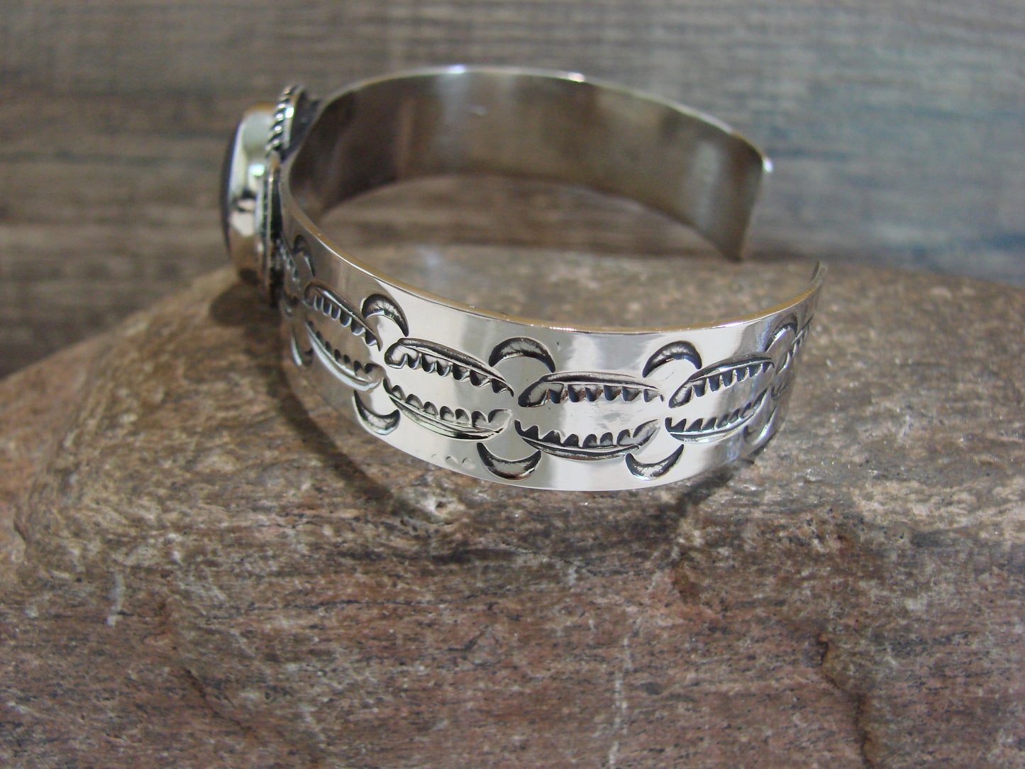 Navajo Indian Nickel Silver & Hematite Bracelet by Cleveland