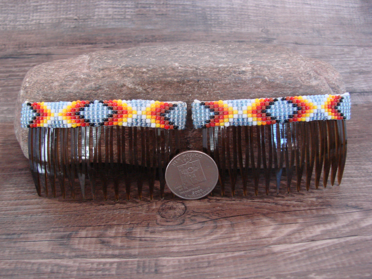 Native American Hand Beaded Hair Comb Set by Cleveland