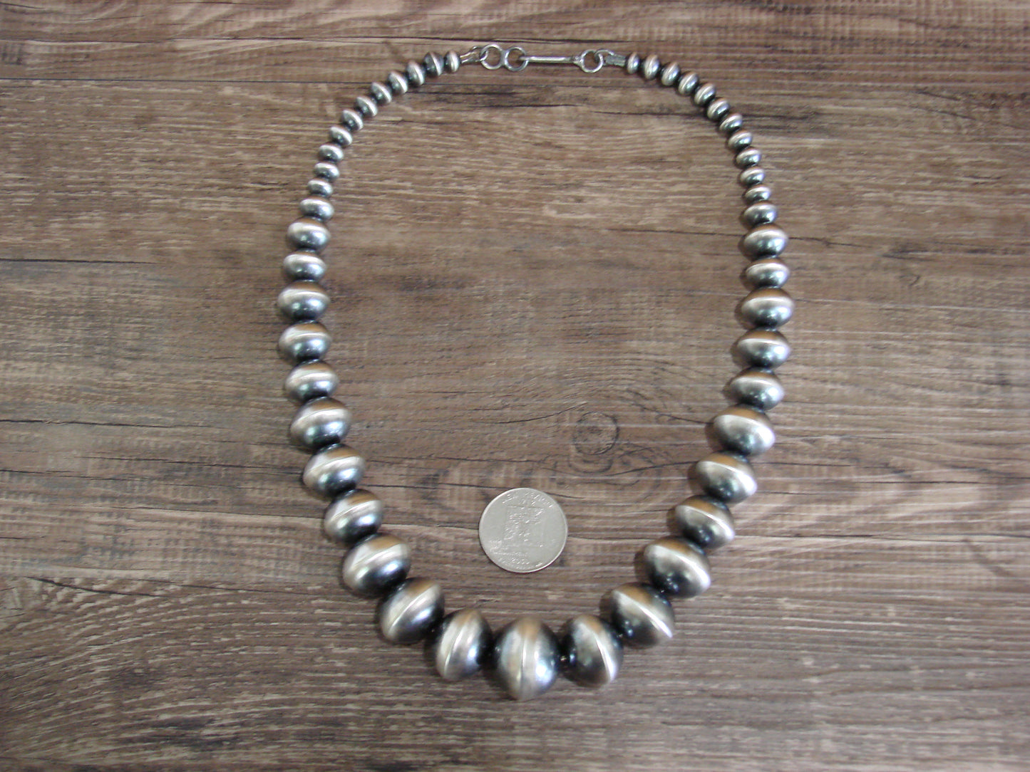 Native American Sterling Silver Graduated Navajo Pearl 20" Necklace by Haley