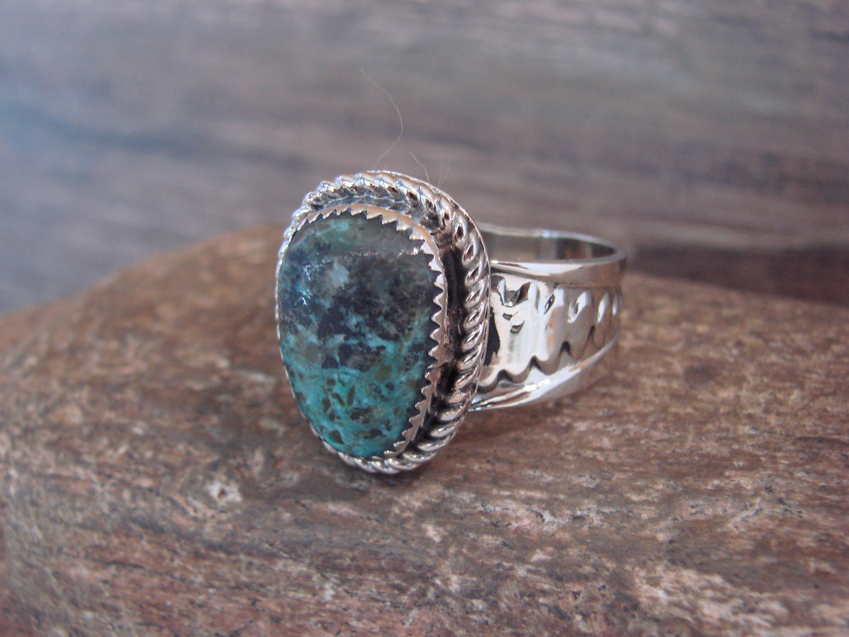 Native American Nickel Silver & Turquoise Scarf Ring by Cleveland