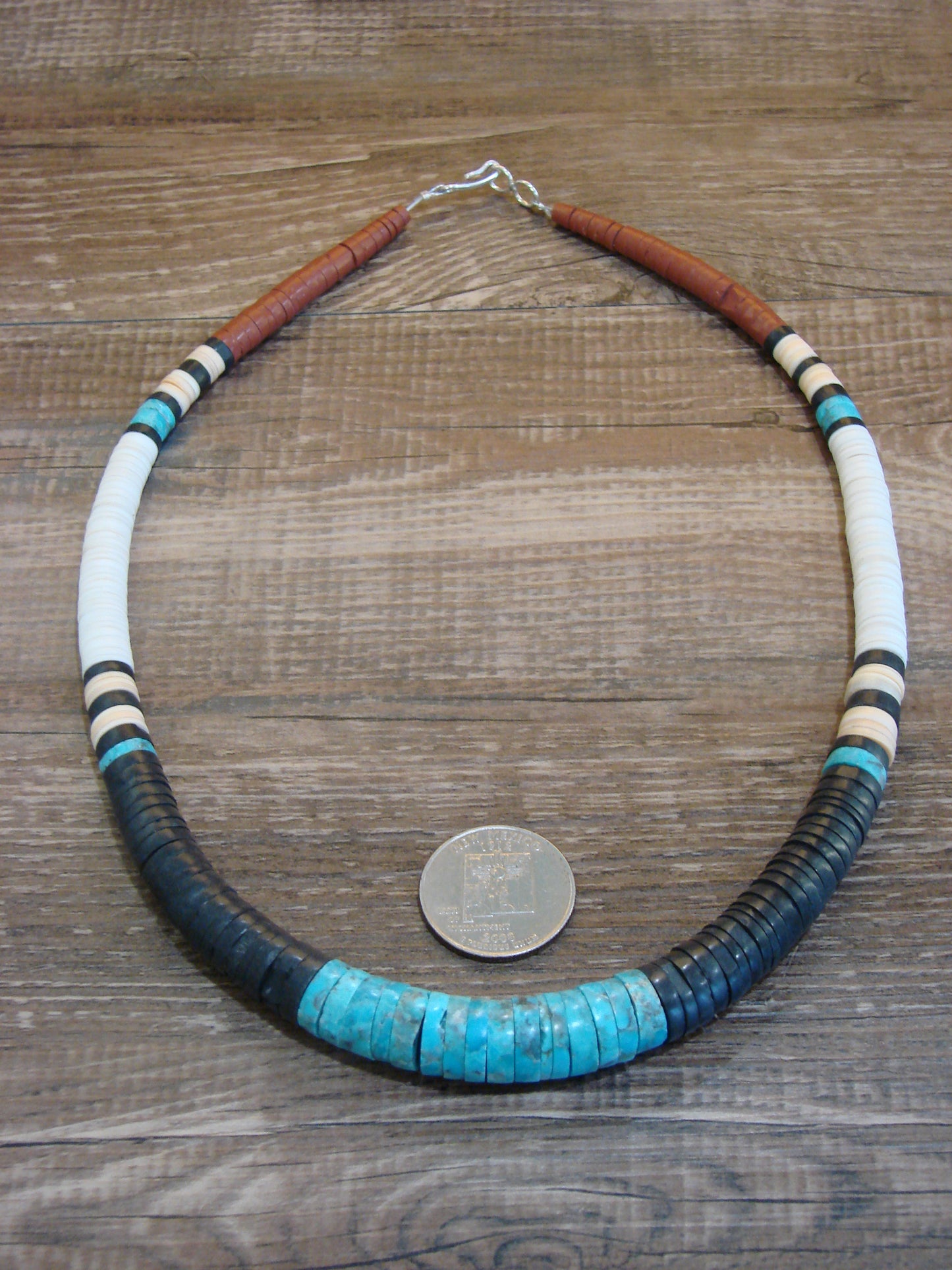 Native American 19" Santo Domingo Multi Stone Heishi Necklace - Crespin