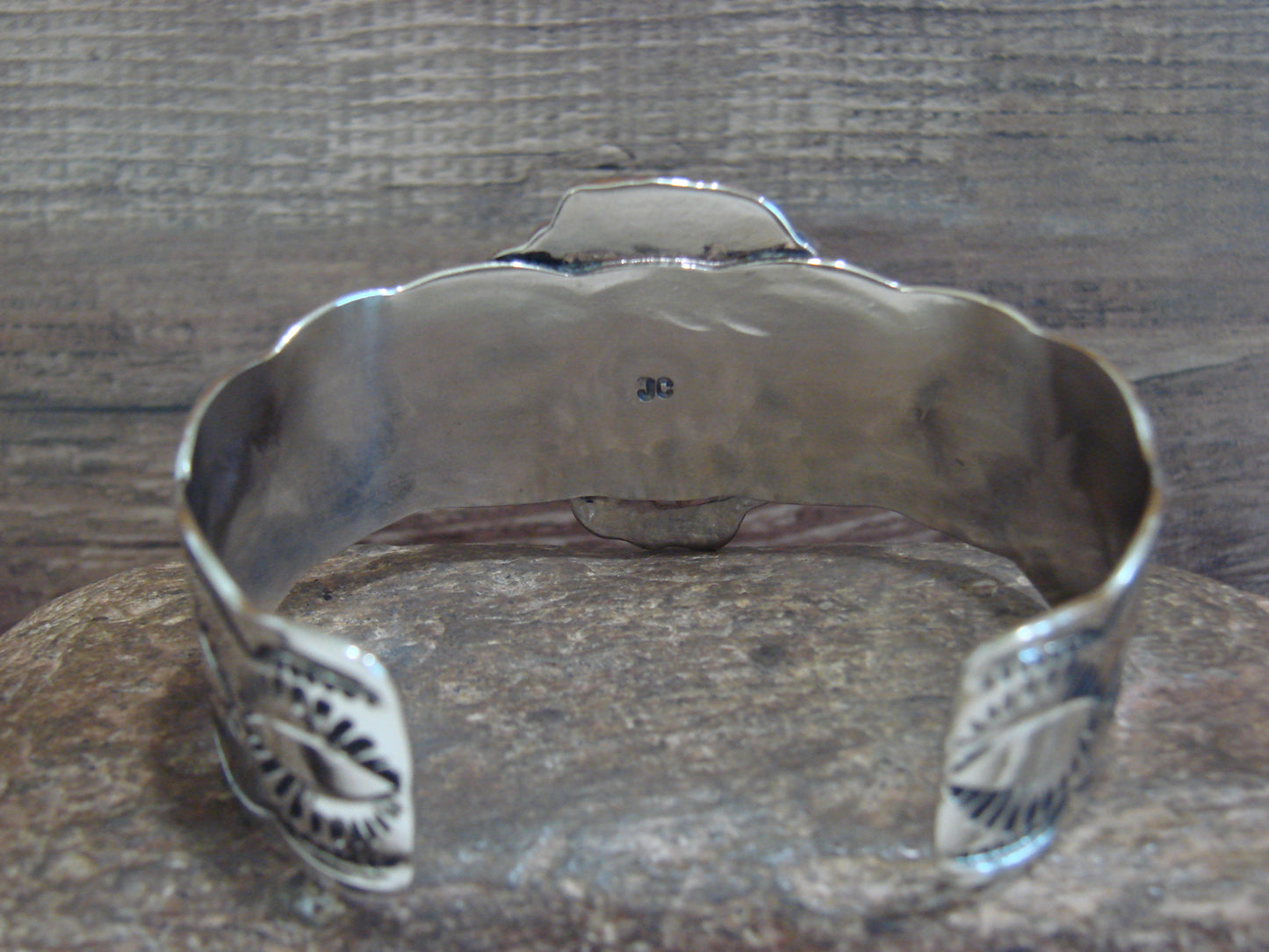 Native American Nickel Silver & Turquoise Bracelet by Cleveland
