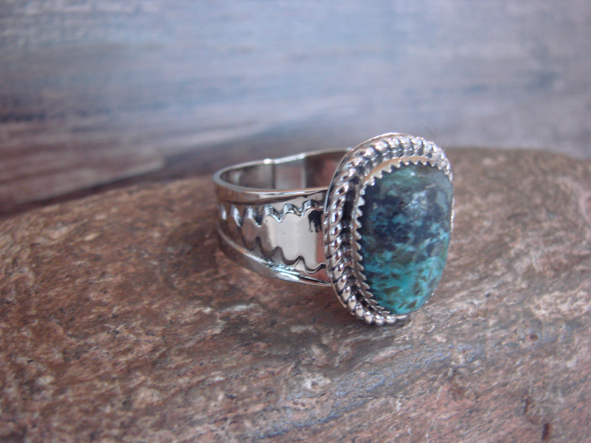 Native American Nickel Silver & Turquoise Scarf Ring by Cleveland