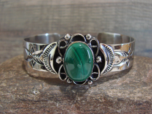 Navajo Indian Nickel Silver & Gaspeite Bracelet by Cleveland