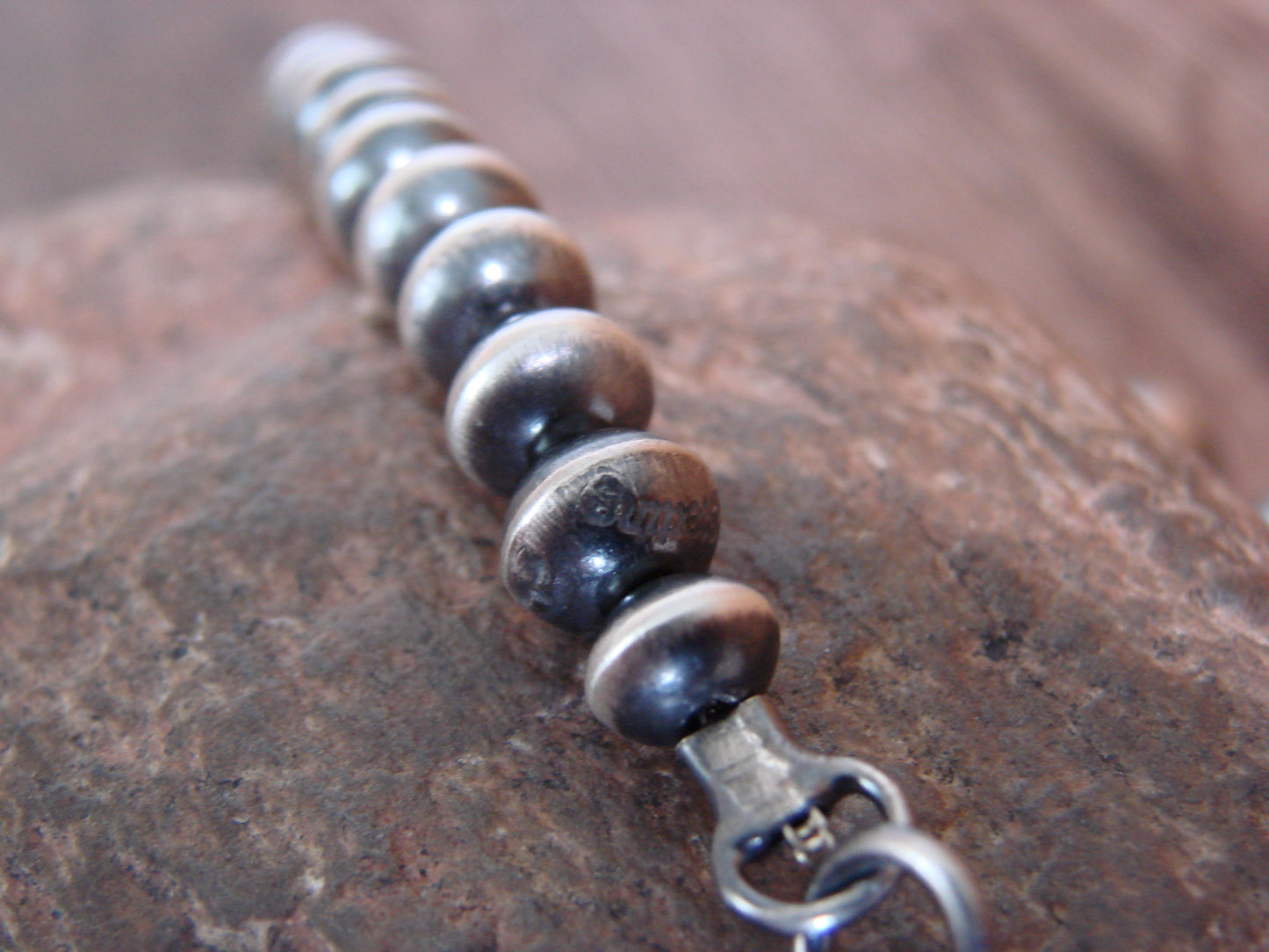 Native American Sterling Silver Graduated Navajo Pearl 20" Necklace by Haley