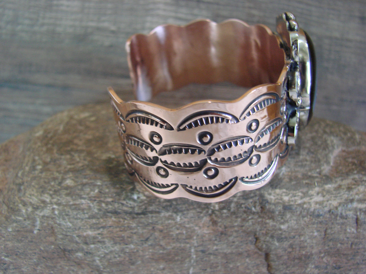Navajo Indian Copper & Onyx Bracelet by Cleveland
