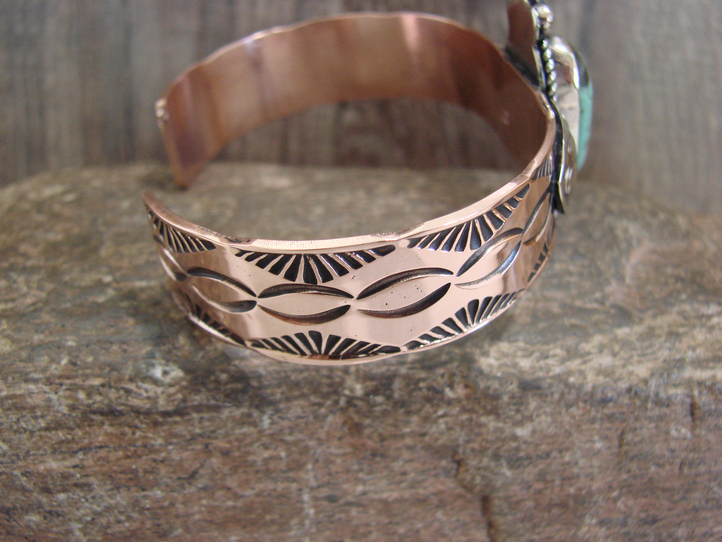 Native American Copper & Turquoise Bracelet by Cleveland