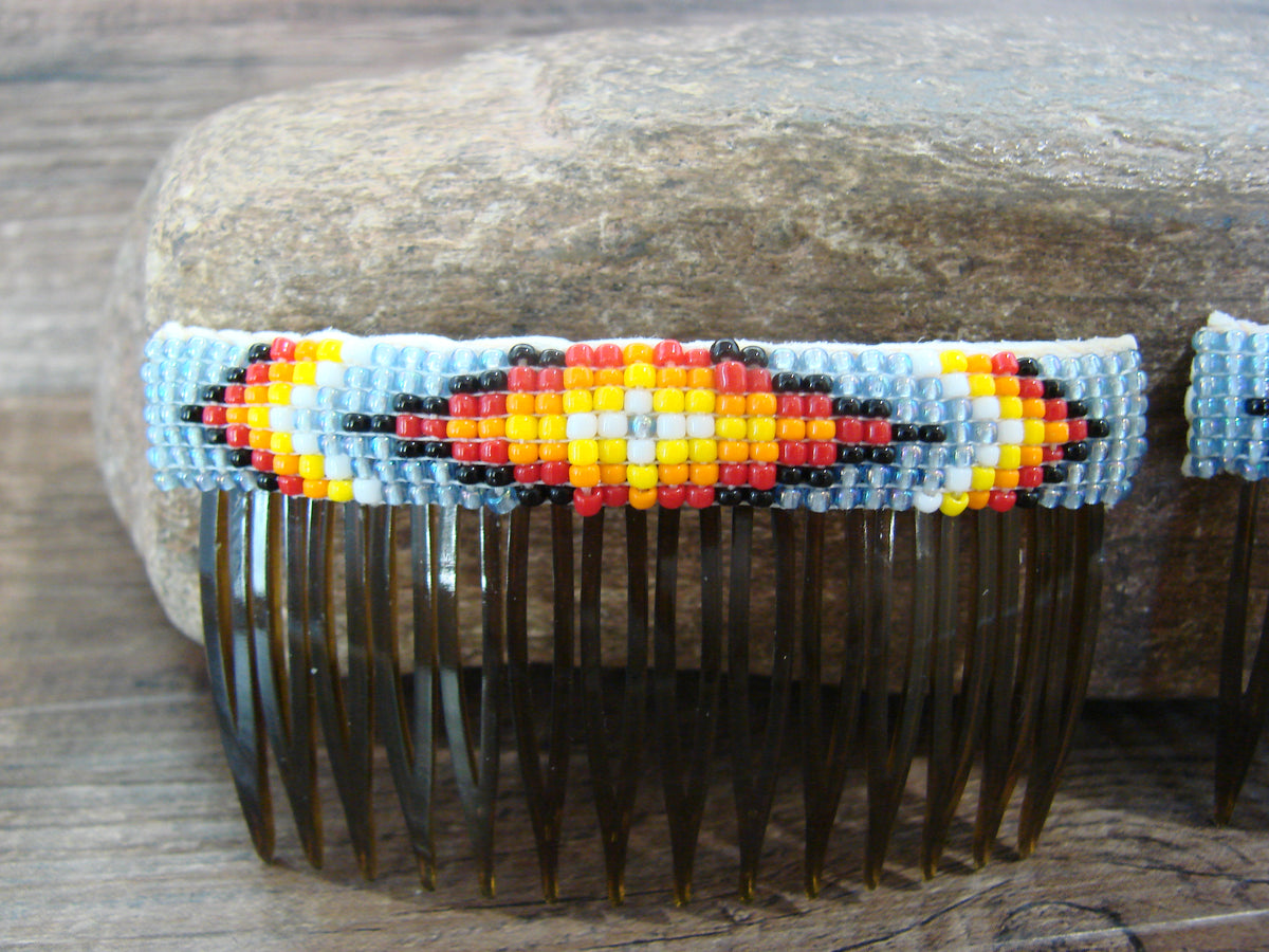 Native American Hand Beaded Hair Comb Set by Cleveland