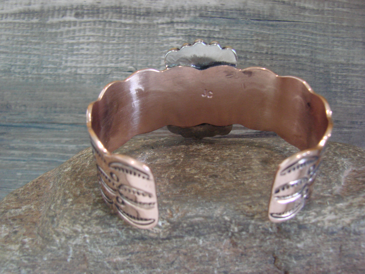 Navajo Indian Copper & Onyx Bracelet by Cleveland