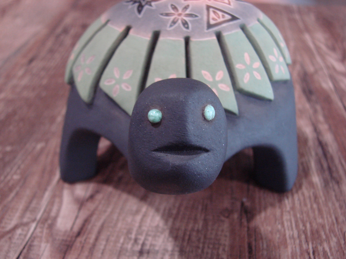 Native American Santa Clara Hand Made Clay Turtle Pottery by Melony
