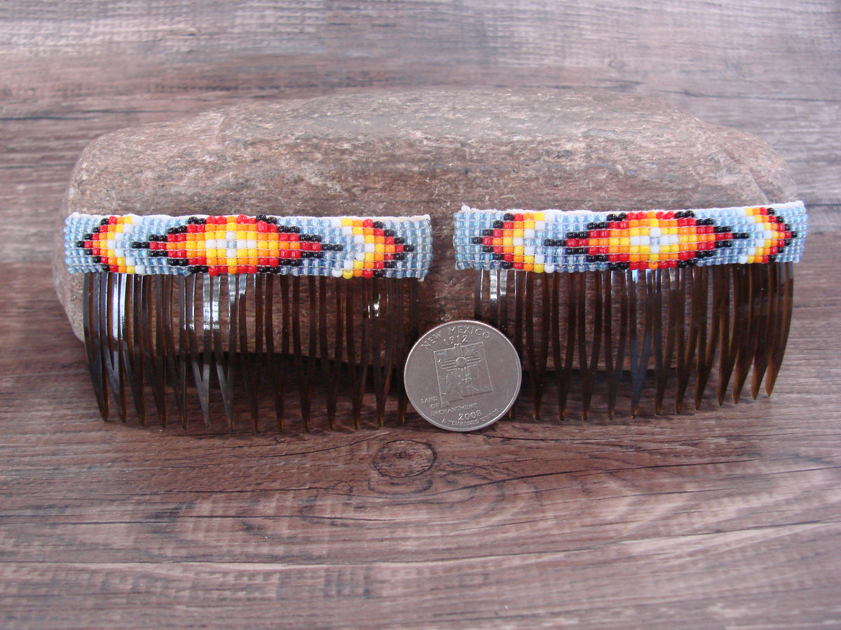 Native American Hand Beaded Hair Comb Set by Cleveland