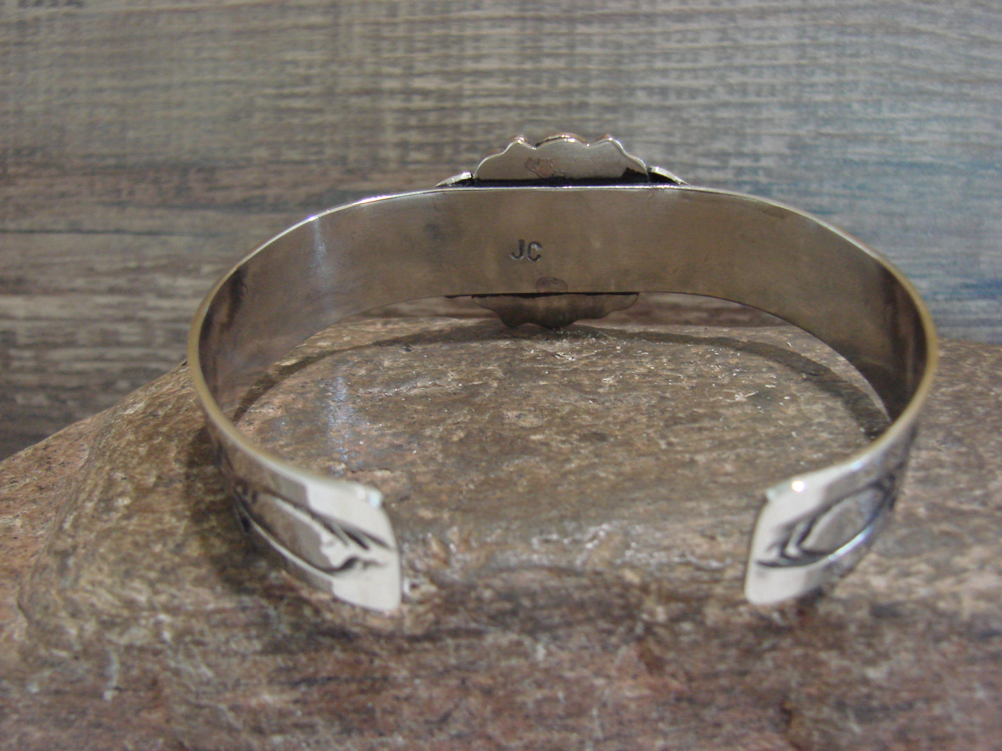 Navajo Indian Nickel Silver & Gaspeite Bracelet by Cleveland