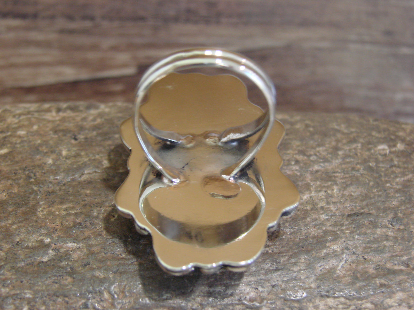 Native American Nickel Silver & Turquoise Ring by Cleveland - Size 10