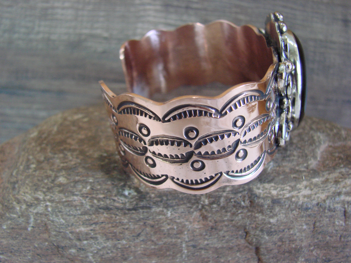 Navajo Indian Copper & Onyx Bracelet by Cleveland