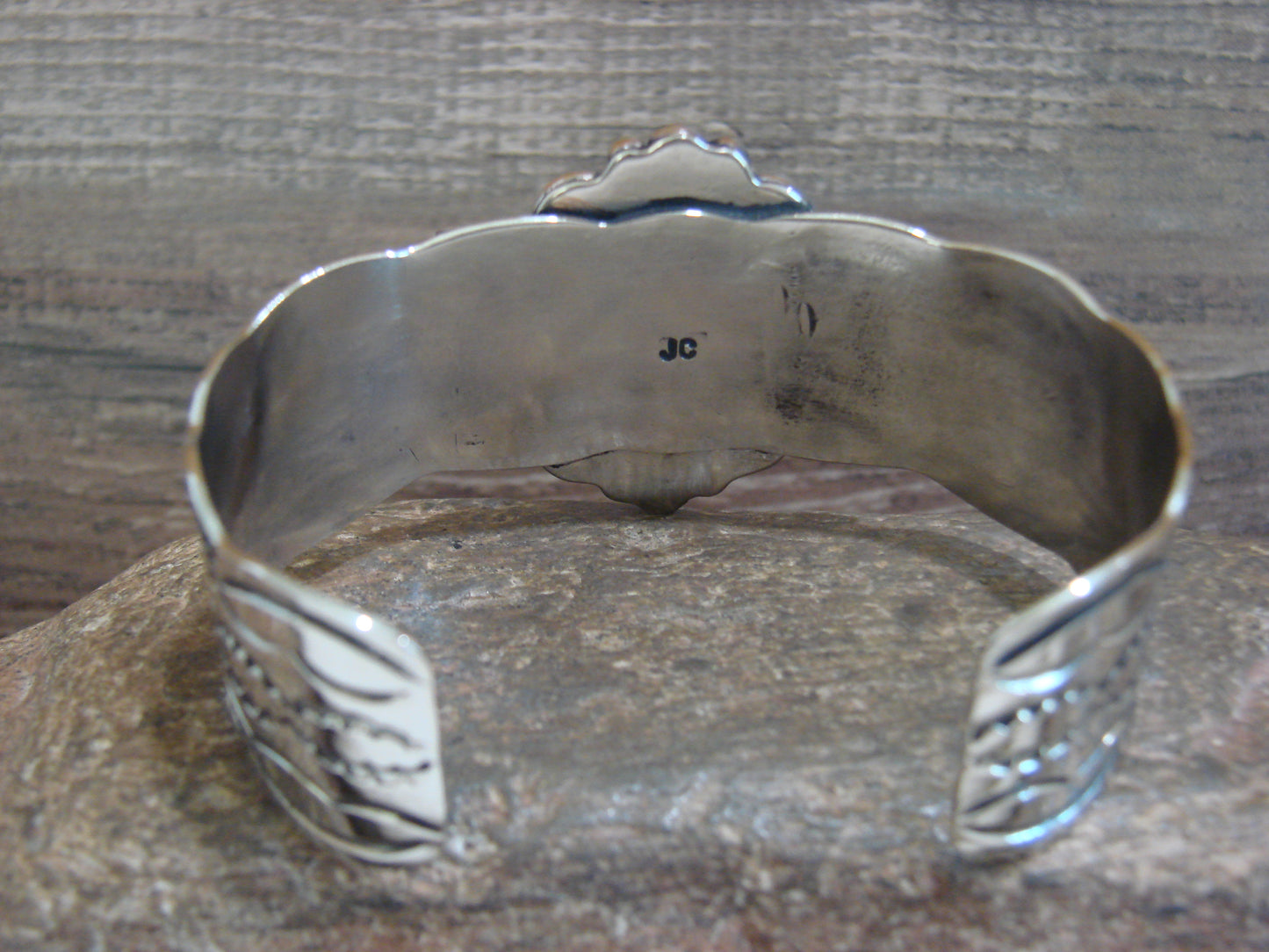 Native American Nickel Silver & Turquoise Bracelet by Cleveland