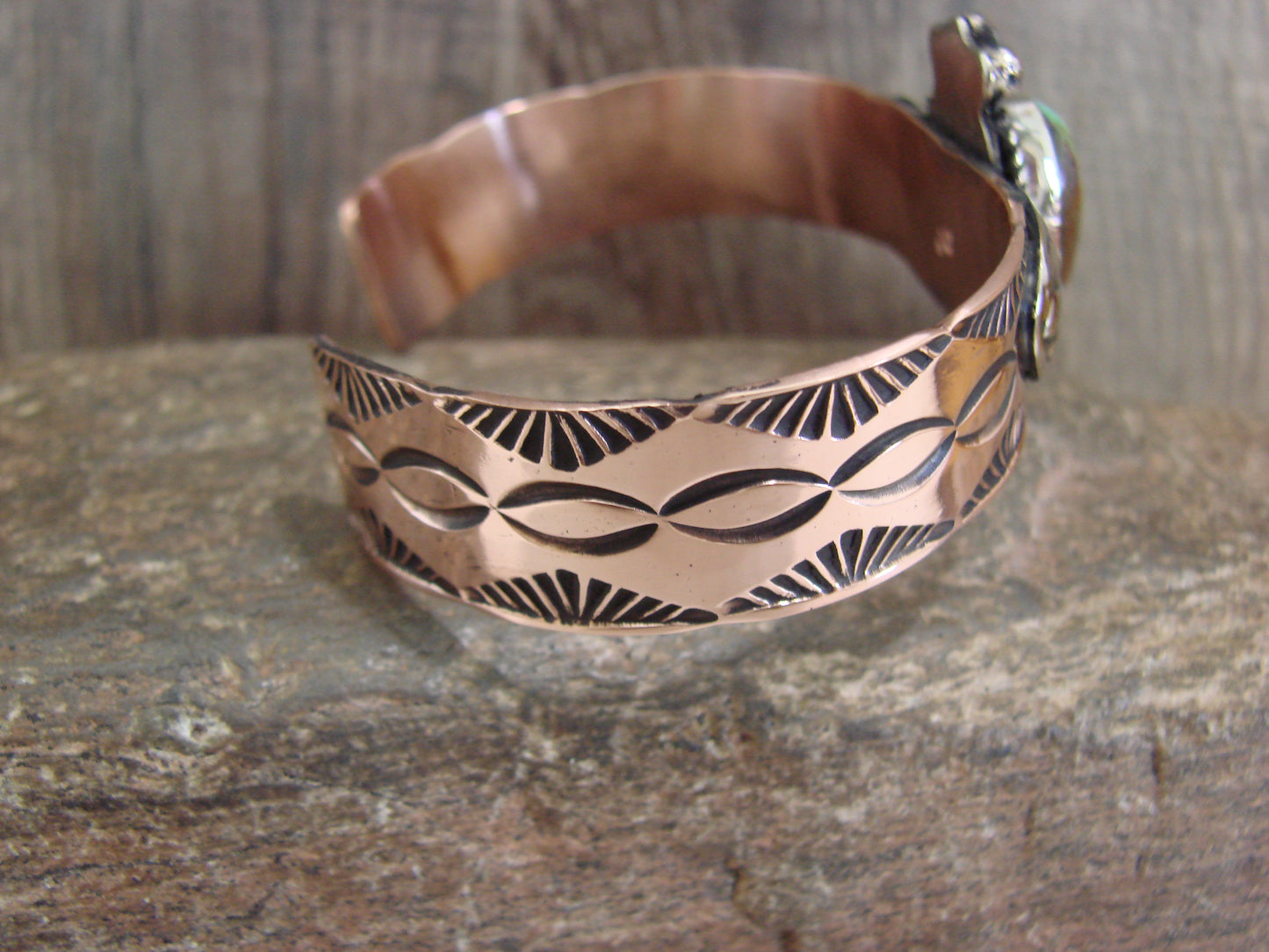 Native American Copper & Turquoise Bracelet by Cleveland