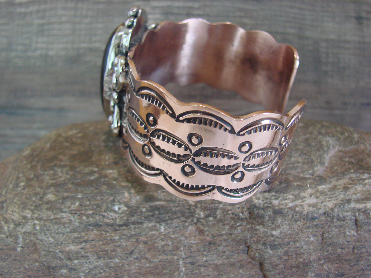 Navajo Indian Copper & Onyx Bracelet by Cleveland