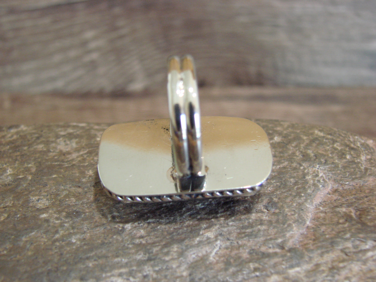 Native American Nickel Silver & Onyx Ring Size 7 - Cleveland